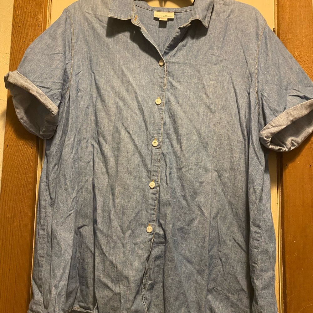 J. Jill Light Blue Casual Button Down Shirt